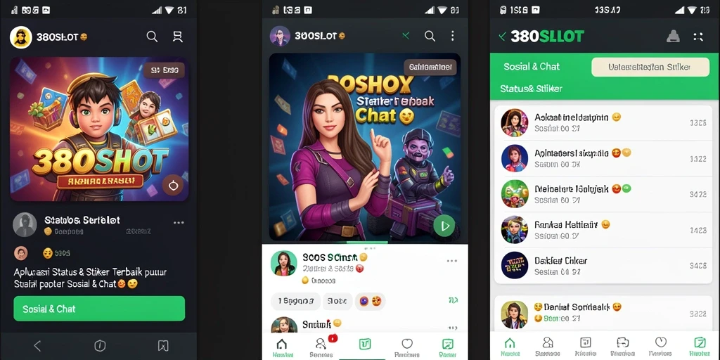 Antarmuka aplikasi 380SLOT dengan berbagai pilihan stiker yang menarik.