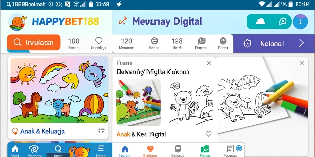 Antarmuka aplikasi HAPPYBET188 yang menampilkan fitur mewarnai digital.