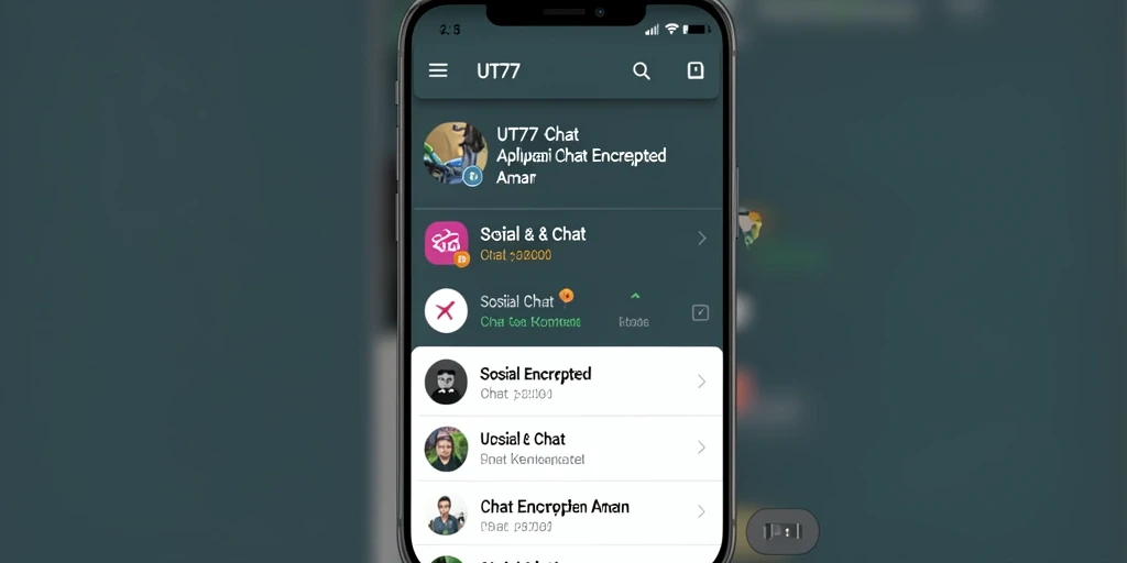 Antarmuka utama UT77 menampilkan fitur Chat Encrypted yang menarik.