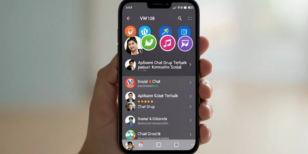 Antarmuka VW108 yang modern dan fungsional untuk Chat Grup.